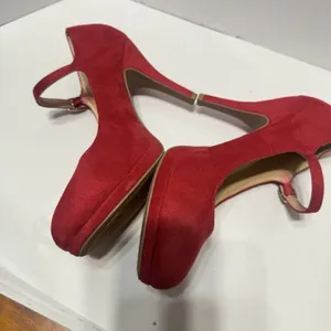 Daily Mary Jane Pumps High‎ Heels Dress Shoes Red Suede 8.5 Party Retro Pumps thumbnail 5