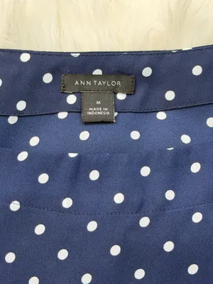 Ann Taylor Navy Blue and White Polka Dot Blouse Size Medium thumbnail 6