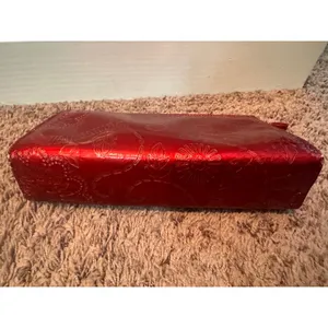 Vintage Red‎ Embossed Faux Leather Pull Tab Kiss Lock Clutch Evening Bag Floral thumbnail 7