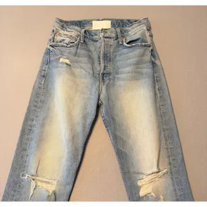 MOTHER The Tomcat Straight Leg Distressed Jeans Light Blue Women Size 28 thumbnail 3