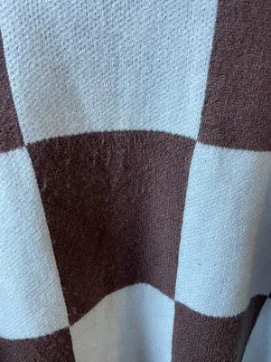 Checkerboard Crewneck Sweater - Cream & Brown thumbnail 5