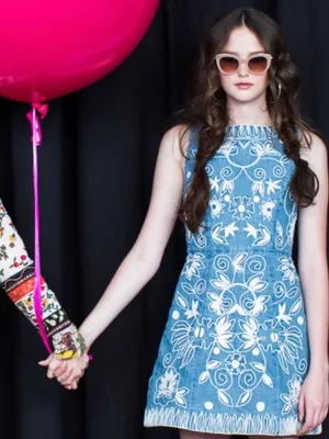 Alice + Olivia Lindsey Embroidered Cotton Chambray Dress Size 2 thumbnail 1