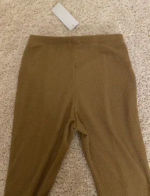Ribbed Brown Flare Leggings thumbnail 2