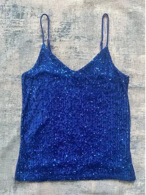Pulse Boutique Blue Sequin Tank Top XS thumbnail 1