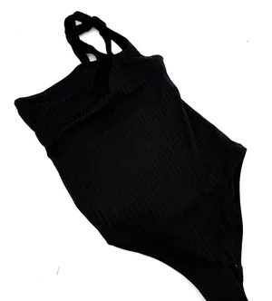Aerie Women's Black One Piece Ribbed Full Coverage Swimsuit Size Small Long thumbnail 1