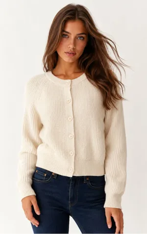Universal Threads Ivory Cream Cardigan Button Front Knit Nantucket Preppy Prairie thumbnail 1