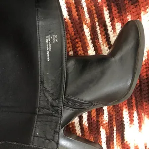 Black Subversive manmade leather knee-high boots chuny heels Gothic Grunge Retro Y2K Size 7M thumbnail 4