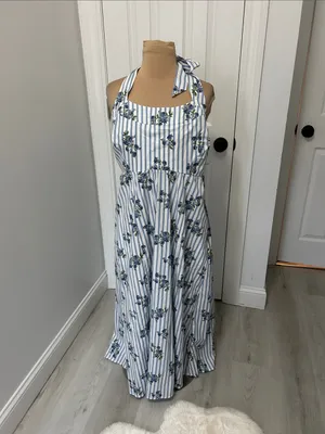 Laura Ashley Striped Floral Halter Midi/Maxi Dress thumbnail 3