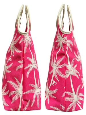 Kate Spade Vintage Hot Pink Monkey Palm Tote Bag w Oval Handles Noel Dot Stamped thumbnail 3