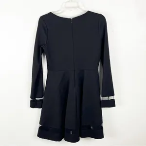 LULUS Leader Black Mesh Long Sleeves Skater Dress Size Large Neutral Boho Gala thumbnail 2