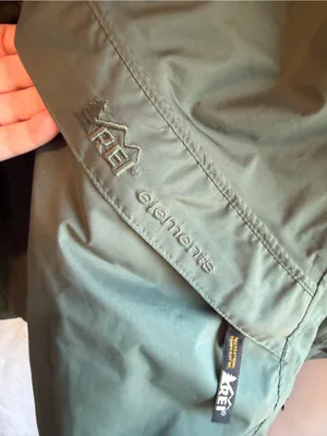 REI Elements Unisex XS Sage Green Hooded Rain Jacket Hiking Gorpcore utility thumbnail 4
