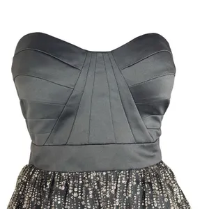 Hailey Logan‎ by Adrianna Papell Size 1/2 Mini Dress Gray Sparkle Strapless Prom thumbnail 3