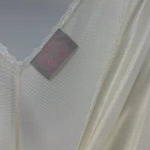 Tessie Cream Lace-Trimmed nightgown lace detail front slit wedding vintage S thumbnail 8