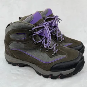 Hi-Tec Dri-Tec Waterproof Hiking‎ Boots Womens 11B Brown Purple Leather 9022 thumbnail 1