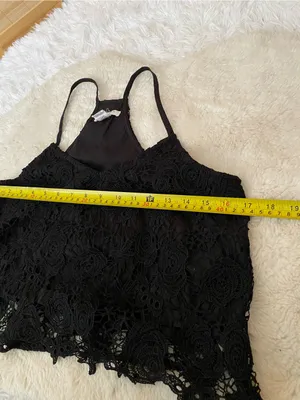 Streetwear Society black double layer black lace cami shirt tank top woman’s M thumbnail 6