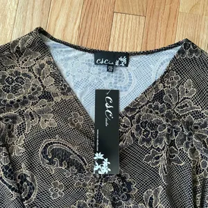 CSC Studio Top Womens 2X Brown Floral Long Sleeve Artsy Boho Romantic Vintage thumbnail 2