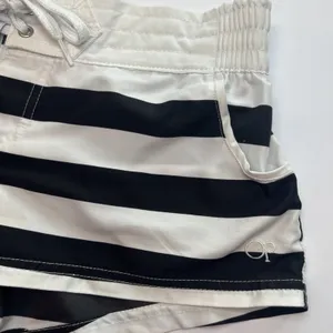 Y2K OP Ocean Pacific Black White Striped Board Shorts Low Rise Lace Up S 3-5 thumbnail 4