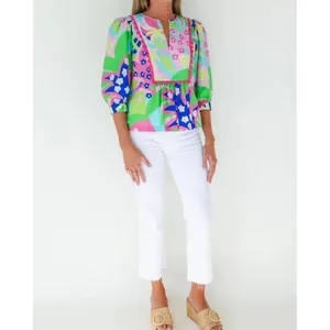 NEW $188 Mary George Stella Top Sz M Bright Color Paradise Punch RicRac Cotton thumbnail 3