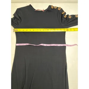 Pashmina Black Long Button Lined Sleeve Body Contouring Long Sleeve Dress. XS thumbnail 8