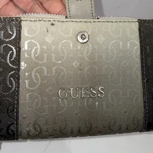 Y2K GUESS‎ Monogram Preppy Designer Faux Leather Zip-Around Wallet Wristlet thumbnail 6