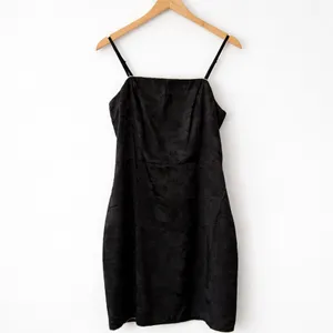 NWT Lulus Sleek Elegance Black Satin Floral Jacquard Rhinestone Mini Dress M thumbnail 3