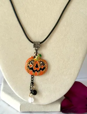 Halloween Pumpkin Necklace (468) 🎃 Orange thumbnail 1
