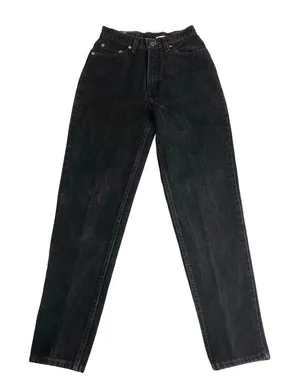 Vintage Levis Black Jeans Slim Fit Tapered Leg Size 9 Womens Black 90s USA Made thumbnail 1