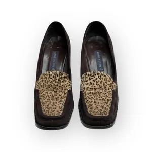 Vintage 90’s: Anne Klein II 𖦹 Calf Hair Heeled Loafers 𖦹 Leopard Print Suede thumbnail 10