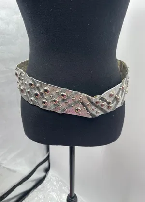 Unique‎ Handcrafted Silver belt with Bubble Design Boho Chic Jewelry size 34" thumbnail 1