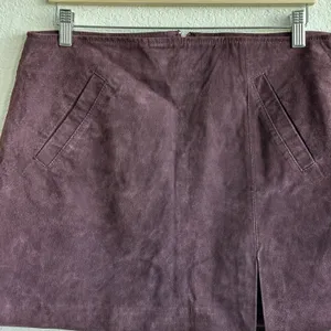 Blank NYC Leather Suede Burgundy Red Mini Skirt Side Slit Size 31 thumbnail 6