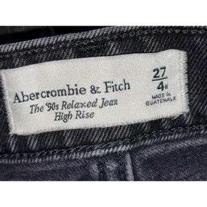 Abercrombie & Fitch 90s Relaxed Jean High Rise Black Straight Leg Jeans Sz 27 4 thumbnail 3