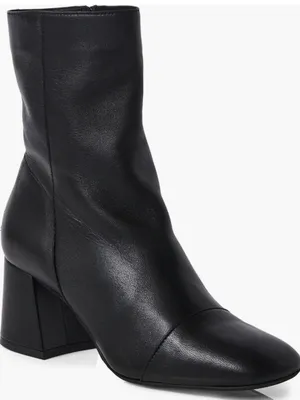 Free‎ People Wisteria Cap Bootie Size 10 Black Block Heel Supple Leather NEW thumbnail 1