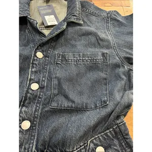 Universal Thread Women’s Denim Utility Romper Long Sleeve Button Front Blue thumbnail 12