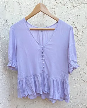 Madewell Ruffle Top In Lavender S thumbnail 1