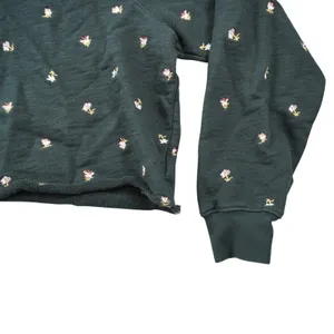 Madewell MWL Size Medium Black Floral Embroidered Cropped Sweatshirt Cozy‎ Dorm thumbnail 5