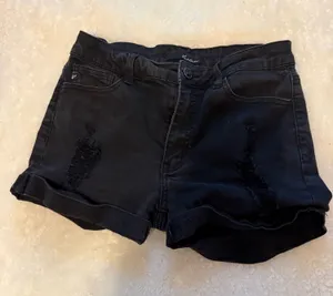KanCan Black Denim Jean Shorts, waist 28, lightly distressed style thumbnail 1