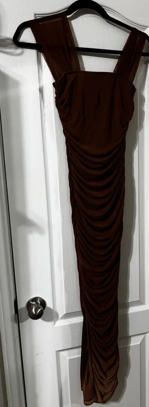 Mesh Maxi Shein Dress Brown thumbnail 1