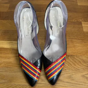 Garolini Vintage Sling Back Heels Rainbow Toe Women's 9.5N Pointed Toe Flawed thumbnail 4
