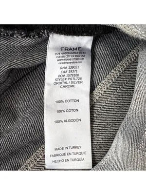 NWT FRAME Pieced Metallic Silver Black Straight Leg Jeans Size 26 Retail $448 thumbnail 12