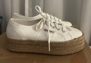Superga White Canvas Platform Espadrilles thumbnail 1