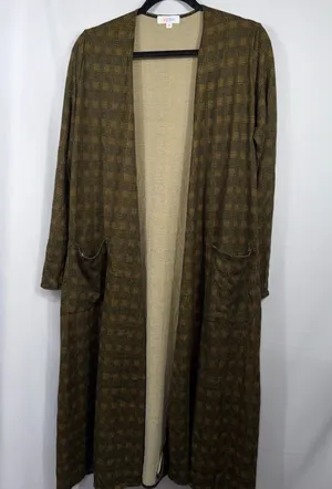 LuLaRoe Sarah M Plaid Long Duster Cardigan NWT thumbnail 1