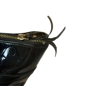 Kate Spade New York Black Patent Tote Bag Polka Dot Embossed Front Bow Accent thumbnail 4