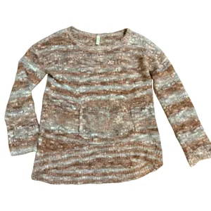 RVCA Womens Space Dye Knit‎ Pullover Sweater Brown Tan Kangaroo Pocket XS/S thumbnail 5