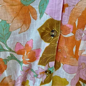 Billabong All Good Button Up Shirt Multicolor Floral Size Medium thumbnail 6