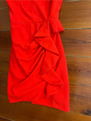 Hello Molly Backstage Passes One Shoulder Red Ruffle Mini Dress Sz XS 💚🎀 thumbnail 4