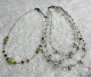 Beautiful Vintage Artisan Made Glass Bead 16" Necklace Raw Quartz Rhinestone Lot thumbnail 1