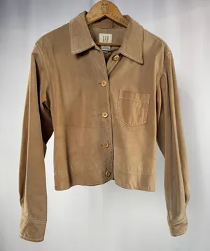 Vintage Y2K GAP Sueded Pigskin Button Jacket in‎ Light Brown Size XS thumbnail 1