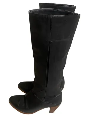 Vintage‎ FRYE black Leather Pull On Tall Heeled Boot Sz 6M C3666cuff or tall thumbnail 1