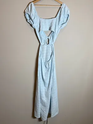 Free People Endless Summer Extra Dose Midi Dress Women's Small Blue Keyhole Boho thumbnail 13