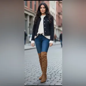 NWB!! Shoe Dazzle Over the Knee Boots in Camel Faux Suede Size 7.5 thumbnail 11